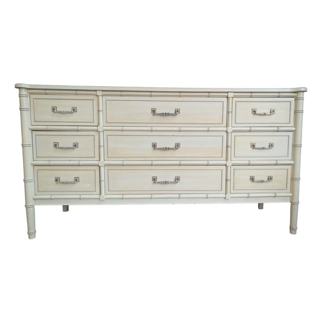 Vintage Henry Link Bali Hai Faux Bamboo 9-Drawer Triple Dresser, Original Finish For Sale