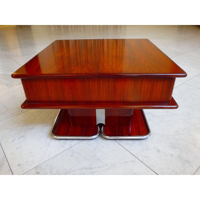 Mid-Century Modern Mid-Century Modern Bar Table with Opening Mechanism and Chrome Trim, 1960s For Sale - Image 3 of 15