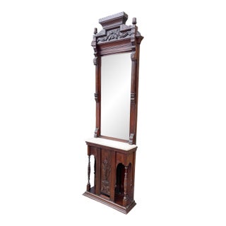 Late 1800s Pier Mirror With Marble Shelf. For Sale