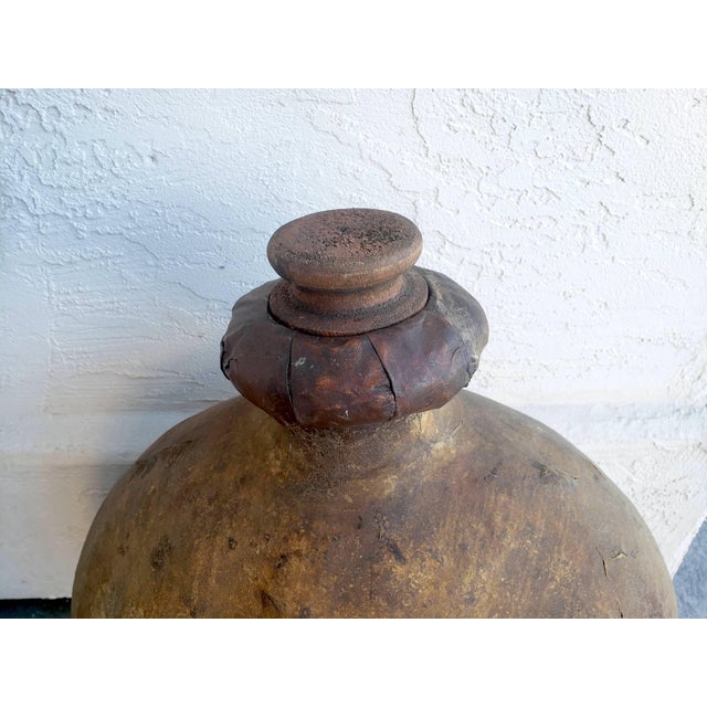 1950s Large Tribal Leather Pot For Sale - Image 4 of 7
