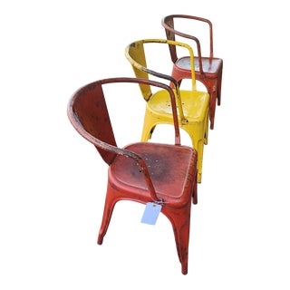 1950s Set of 3 Tolix "Model A56" Metal Dining Chairs For Sale