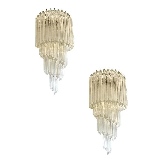 Venetian Quadriedro Twist Murano Glass Wall Sconces by Simoeng, Set of 2 For Sale - Image 9 of 9