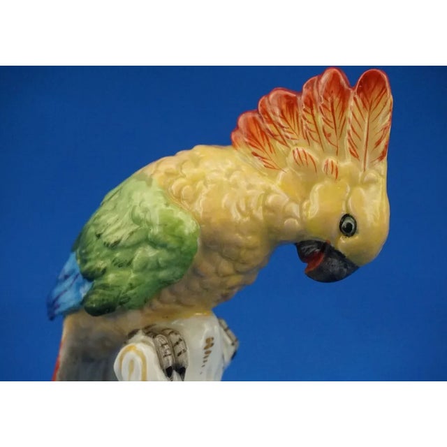 20th Century Porcelain Cockatoo Parrot Sculpture from Rudolstadt Volkstedt Manufacture, Germany For Sale - Image 17 of 18