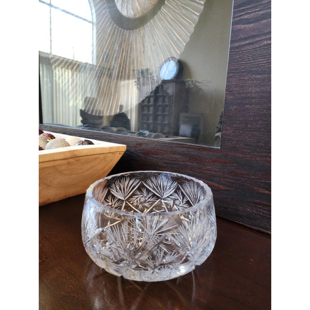 Vintage Crystal Cut Round Bowl For Sale - Image 9 of 12