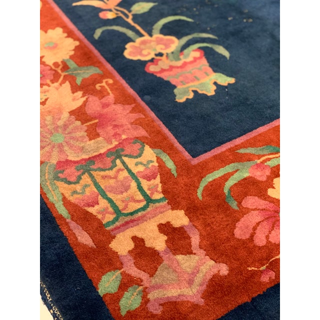 1960s Pasargad DC Navy Blue Antique Chinese Art Deco Rug For Sale - Image 5 of 6