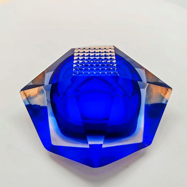 Blue Vintage Italian Ashtray in Murano Glass by Flavio Poli for Seguso, 1960s For Sale - Image 8 of 9