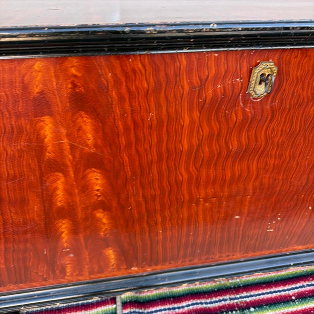 Amber Antique 19th C. Manheim Pa Flame-Grain Painted Blanket Chest With Key For Sale - Image 8 of 18