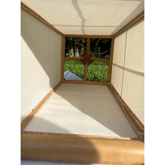 White Large Bamboo and Fabric Lantern For Sale - Image 8 of 9