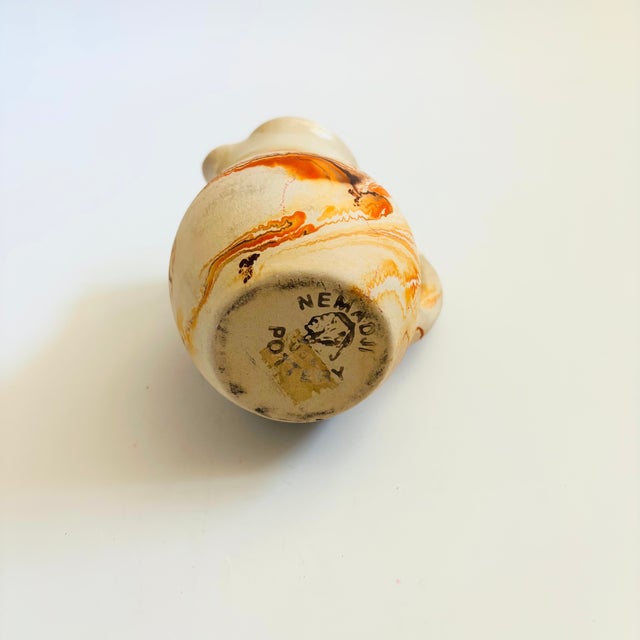 Nemadji Pottery Pitcher - Orange Swirls For Sale - Image 4 of 8