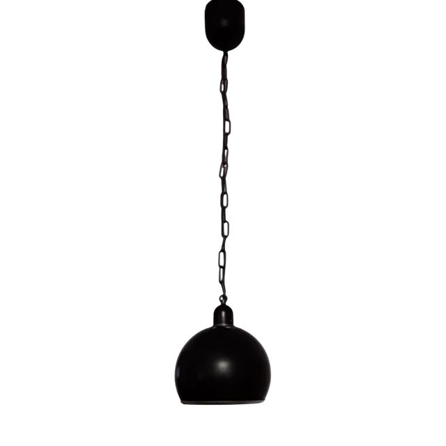 Vintage Pendant Lamp in Black Painted Metal, 1970s For Sale