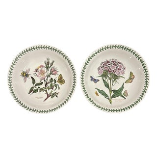 Portmeirion Botanic Garden Low Rim Soup / Pasta Bowls Floral / Flower / Botanical, a Set of 2 For Sale