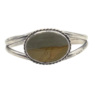 Late 20th Century Native American Agate Sterling Silver Cuff Bracelet