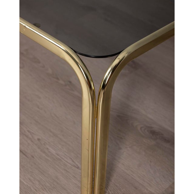 Modern Vintage Italian Coffee Table in Gilt Brass and Smoked Glass, 1970s For Sale - Image 3 of 8