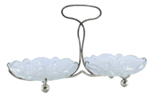 Silver and Cut Glass Candy Box with Round Feet
