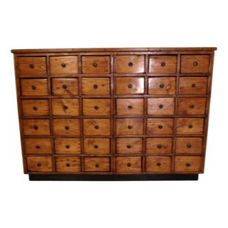 Dutch Industrial Pine Apothecary Cabinet, 1930s For Sale