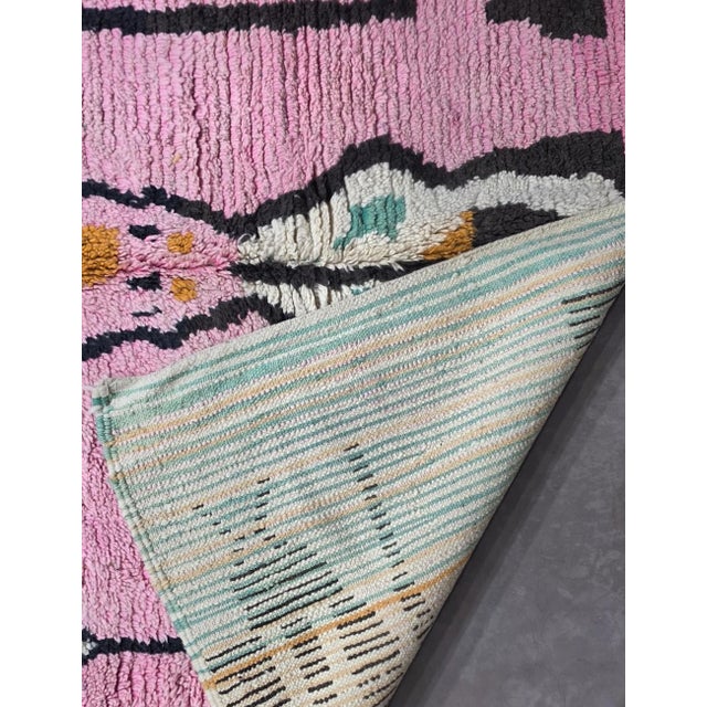 2020s Pink Handwoven Berber Wool Rug - 9.5 X 6.5 Ft For Sale - Image 5 of 8