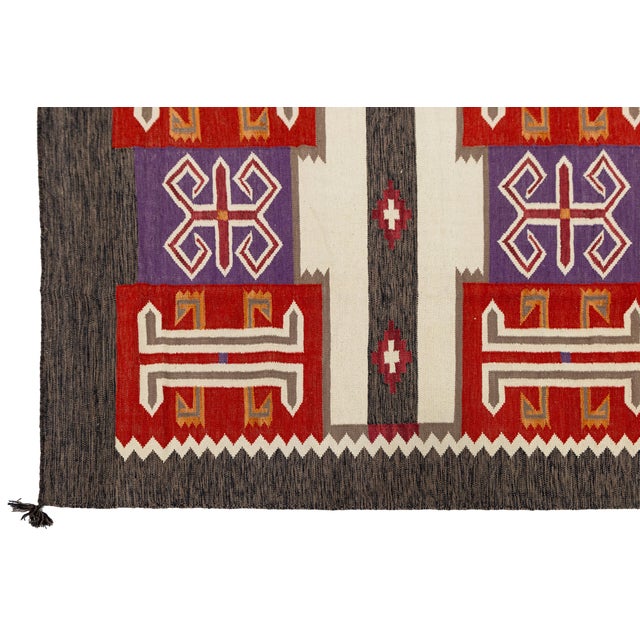 2020s Contemporary Navajo Style Wool Rug – Modern Geometric American Textile Accent For Sale - Image 5 of 13