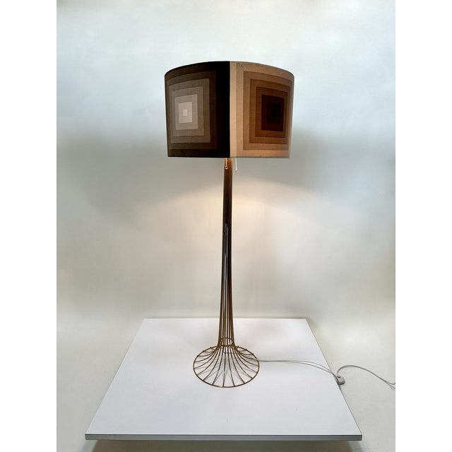 Modern Space Age Height Adjustable 4-Light Floor Lamp with Op Art Graphic Design and Wire Base from Kinkeldey, Germany, 1970s For Sale - Image 3 of 18
