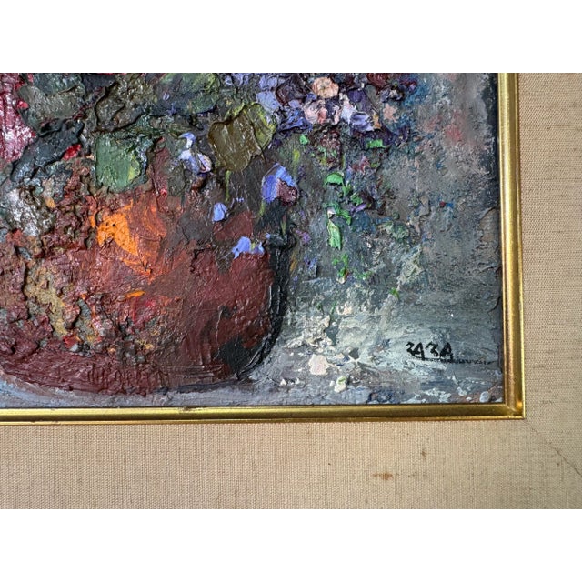 Zaza Meuli (Italian–American, B. 1892) Heavy Oil Impasto Still Life Painting For Sale - Image 9 of 11