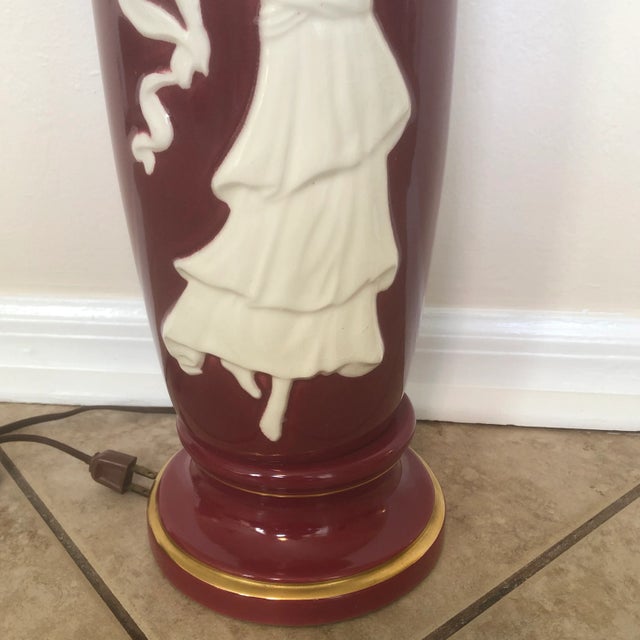 Vintage Mid-Century Modern Art Deco Ceramic Table Lamp With Dancing Woman For Sale - Image 4 of 9