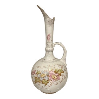 Antique Hand Painted Made in England W & E Corn Royale Porcelain Ewer-Pitcher For Sale