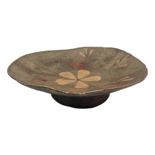 Vintage Handcrafted Papier-Mâché Decorative Pedestal Bowl For Sale