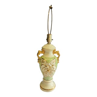 1940's Hand Painted Green & Gold Urn Lamp For Sale