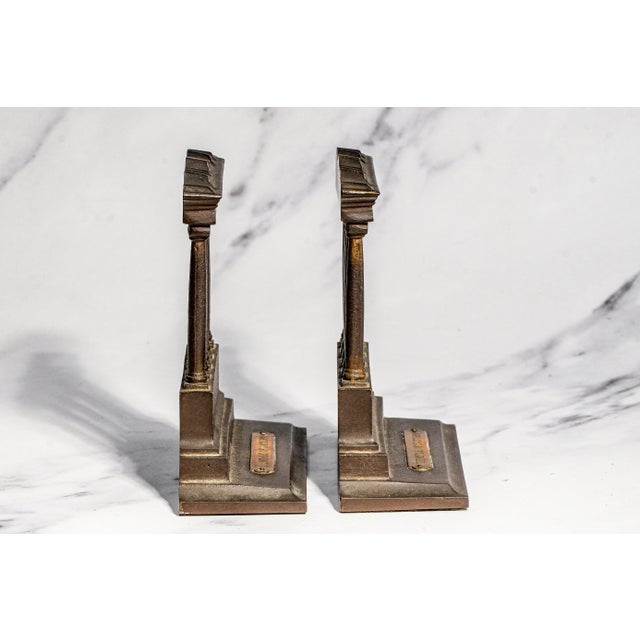 Stately Antique Cast Iron Bradley & Hubbard Temple of Saturn Architectural Roman Forum Grand Tour Style Bookends Home Decor For Sale In New York - Image 6 of 13