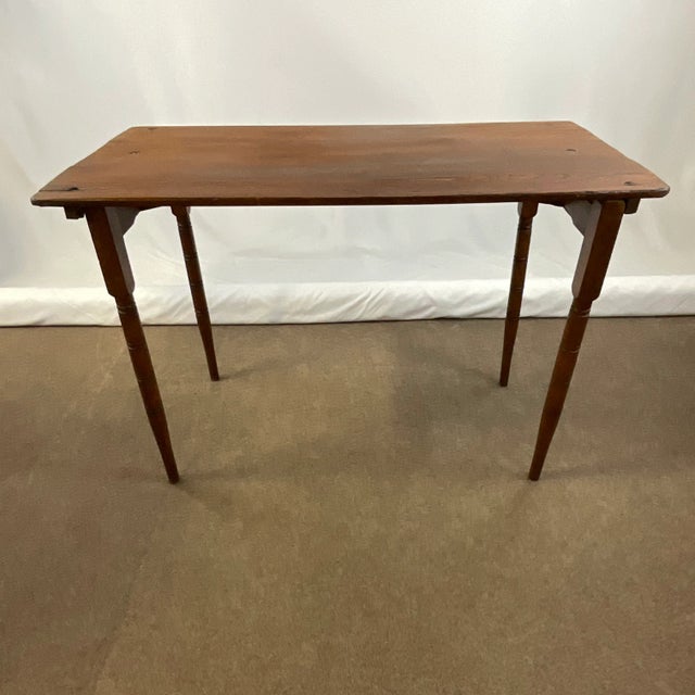 Wood 1890s Antique Rustic Farmhouse Folding Side Table For Sale - Image 7 of 9