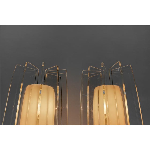 Metal Large Acrylic Wall Lamps, 1950s-1960s, Set of 2 For Sale - Image 7 of 15