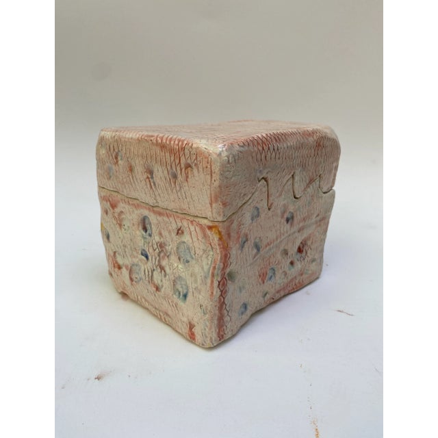 Offered for sale is a handmade abstract form ceramic box that is signed and dated by Rexx Fischer. The box is both...