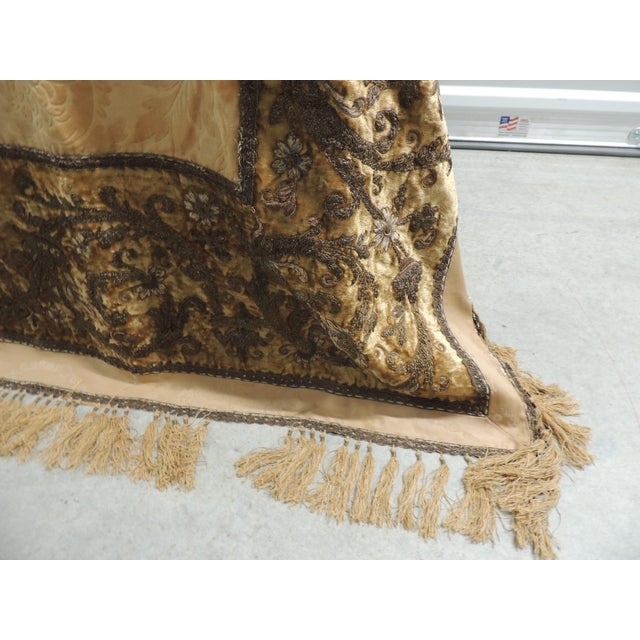 18th c. Italian Silk Velvet and Metallic Threads Embroidered Square Cloth OR Bedcover. Heavy silk damask pattern and wool...