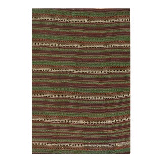 1950s Multicolor Geometric Vintage Turkish Decorative Flatweave Wool Kilim Rug For Sale
