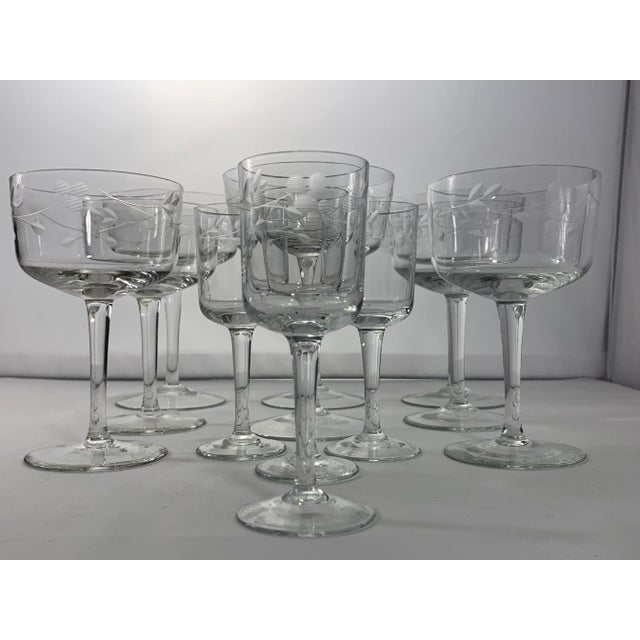 Vintage Wheel Cut Berry and Leaf Pattern Stemware - Set of 12 For Sale - Image 12 of 12