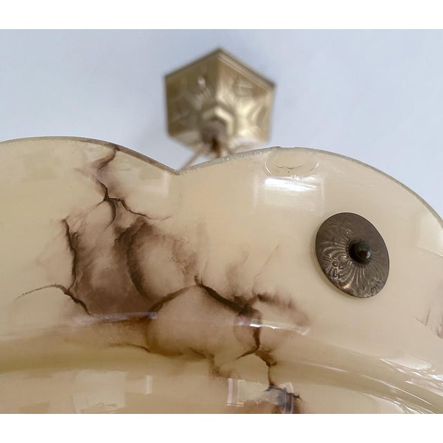 Art Deco Pendant Light in Amber Marble Glass, 1930s For Sale - Image 17 of 18