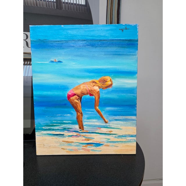 A serene and evocative fine art presentation titled "Lady on the beach" by artist Roy Pellus. Masterfully capturing the...