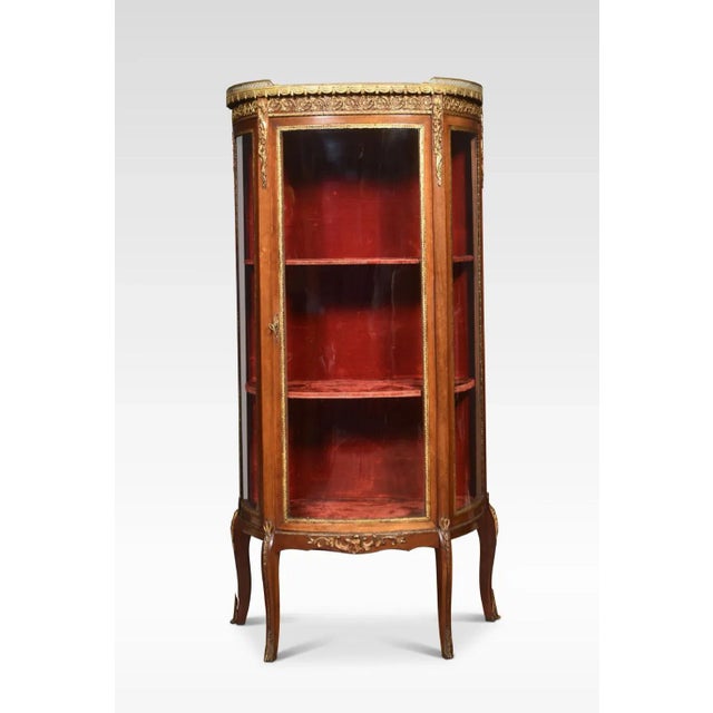 Walnut Bow Fronted Display Cabinet For Sale - Image 10 of 10