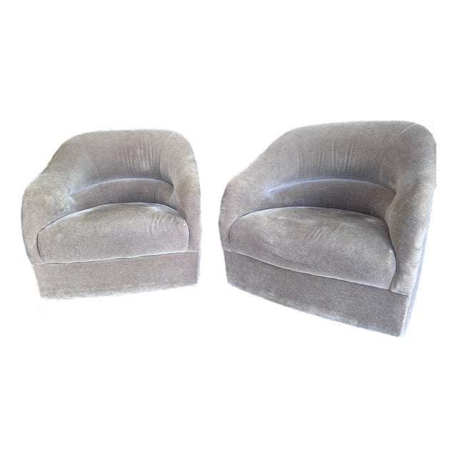 Pair of Vintage Brickel Associates Barrel Chairs on Casters For Sale