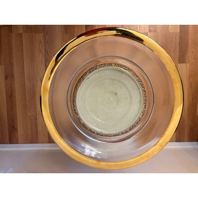 1990s Japanese Satsuma Pedestal With Gold Trim and Crystal Plate For Sale In Boise - Image 6 of 10