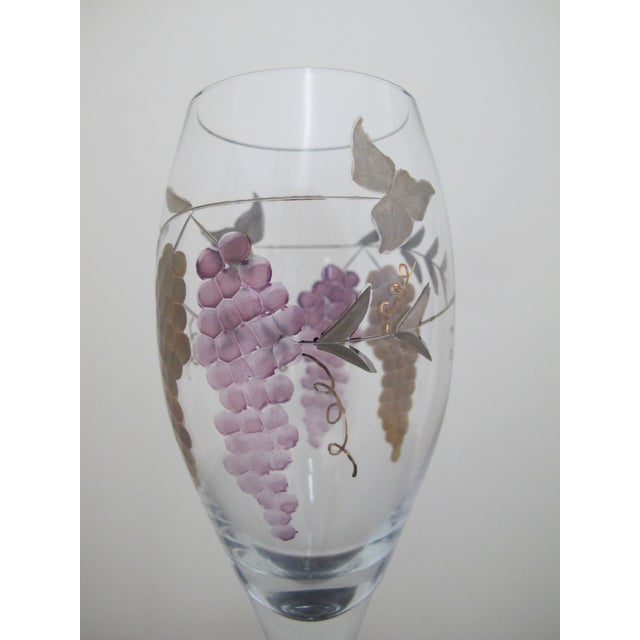 Royal Danube Romanian Crystal Bacchus Etched Grape Leaves Wine Glass For Sale - Image 4 of 6