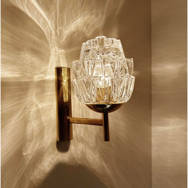 Vintage Glass and Brass Sconces, 1970, Set of 2 For Sale - Image 15 of 18