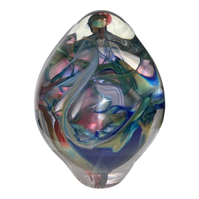 Vintage Blown Art Glass Paper Weight, Signed For Sale