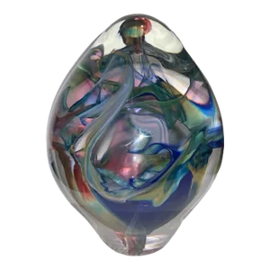 Vintage Blown Art Glass Paper Weight, Signed