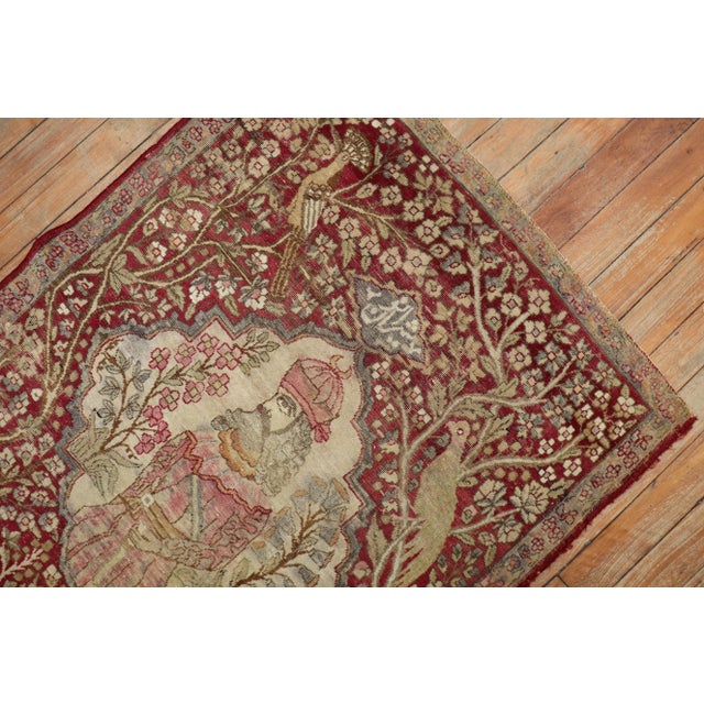 Early 20th Century An Early 20th Century Persian Kerman Pictorial Rug - 2'4" x 3'3" For Sale - Image 5 of 7