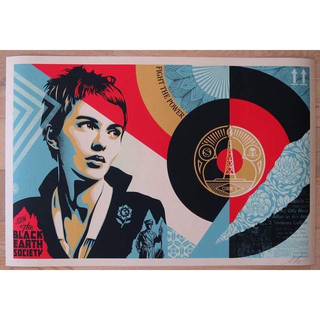 Shepard Fairey Black Earth Society, 2021 Dimensions 91 x 61 cm Screenprint on Speckletone Cream paper. Signed Edition...