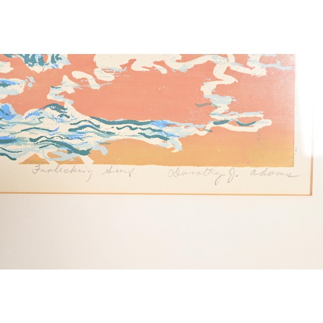 Blue Dorothy J. Adams Original Signed "Frolicking Surf" Framed Serigraph For Sale - Image 8 of 10