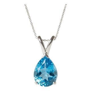 Royal Blue Topaz Pear Cut Pendant, 925 Silver Blue Gemstone Statement Pendant For Sale