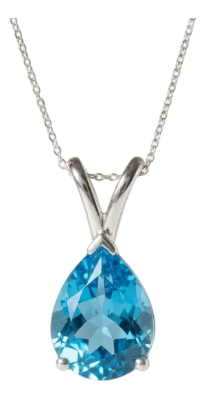 Royal Blue Topaz Pear Cut Pendant, 925 Silver Blue Gemstone Statement Pendant