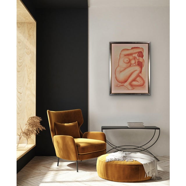 Lucien Gibert, Her Flaming Locks of Auburn Hair, 1930s, Chalk on Paper For Sale - Image 11 of 18