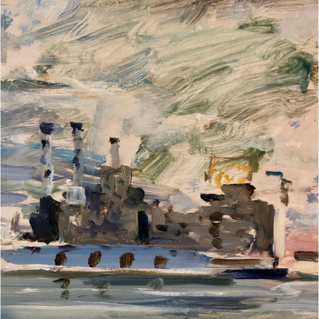 Paint Raoul Middleman, 1972 Gestural Oil Painting Boat in Harbor Figural Abstraction Raoul Middleman, 1972 For Sale - Image 7 of 12